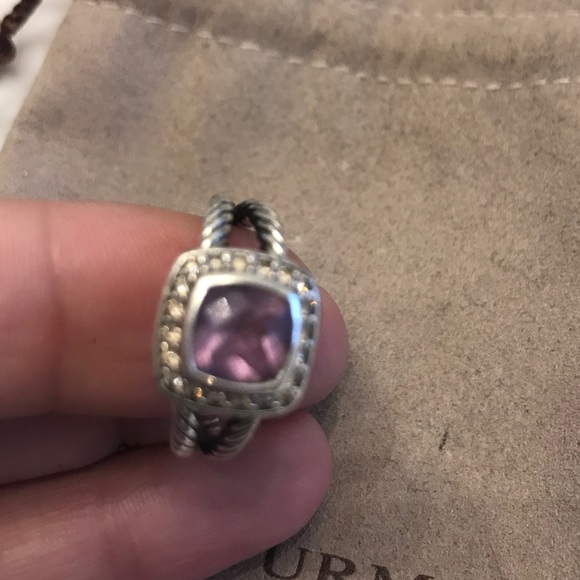 David Yurman Diamond Sterling Albion Amethyst Ring